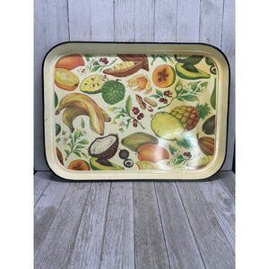 Vintage Wooden Serving Tray Fruit Italy Made Decorative Platter 16.5" x 12.5"
